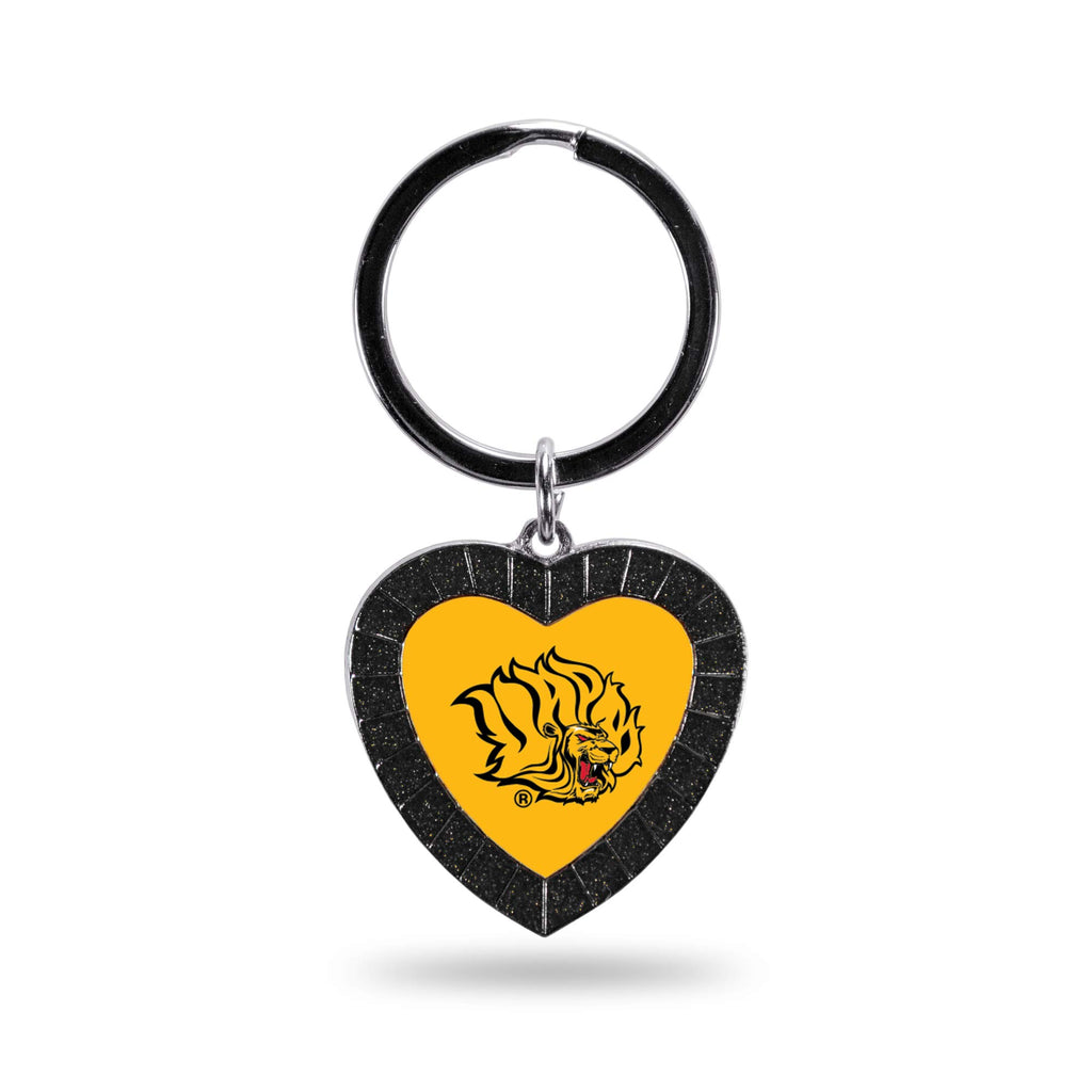 Rico Industries Ncaa Arkansas Pine Bluff Ncaa Rhinestone Heart Colored Keychain, Black, 3-Inches In Length