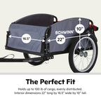 Schwinn Daytripper Bike Cargo Trailer, Holds up to 100 lb, Universal Coupler, Folding Frame, Quick-Release Wheels, 16-Inch Air-F