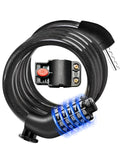 MULTIJOY Combination Lock, Black, Keyless, Resettable, 4 Feet Length, 1/2 Diameter, Waterproof Design
