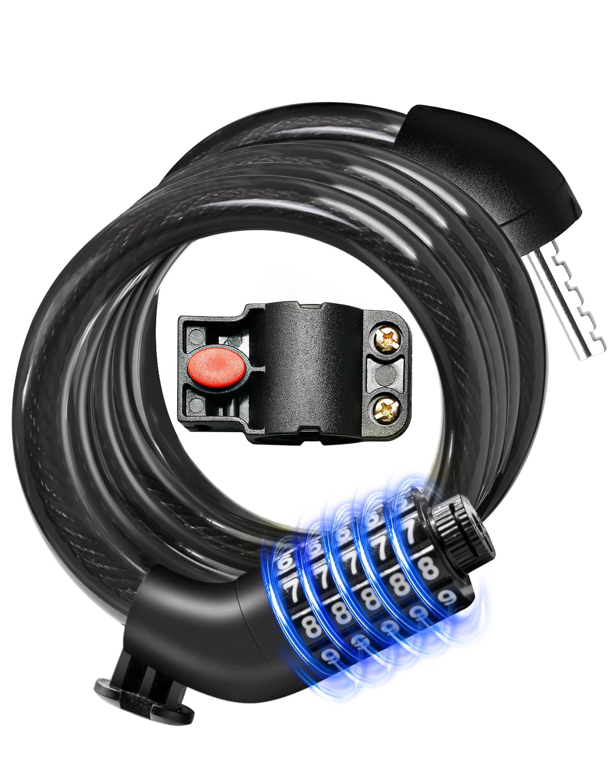 MULTIJOY Combination Lock, Black, Keyless, Resettable, 4 Feet Length, 1/2 Diameter, Waterproof Design