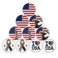 Pinmei Lot Of 10 Golf Ball Markers Assorted Patterns, Soft Enamel Technique, Dia 24.4Mm (Americanism)