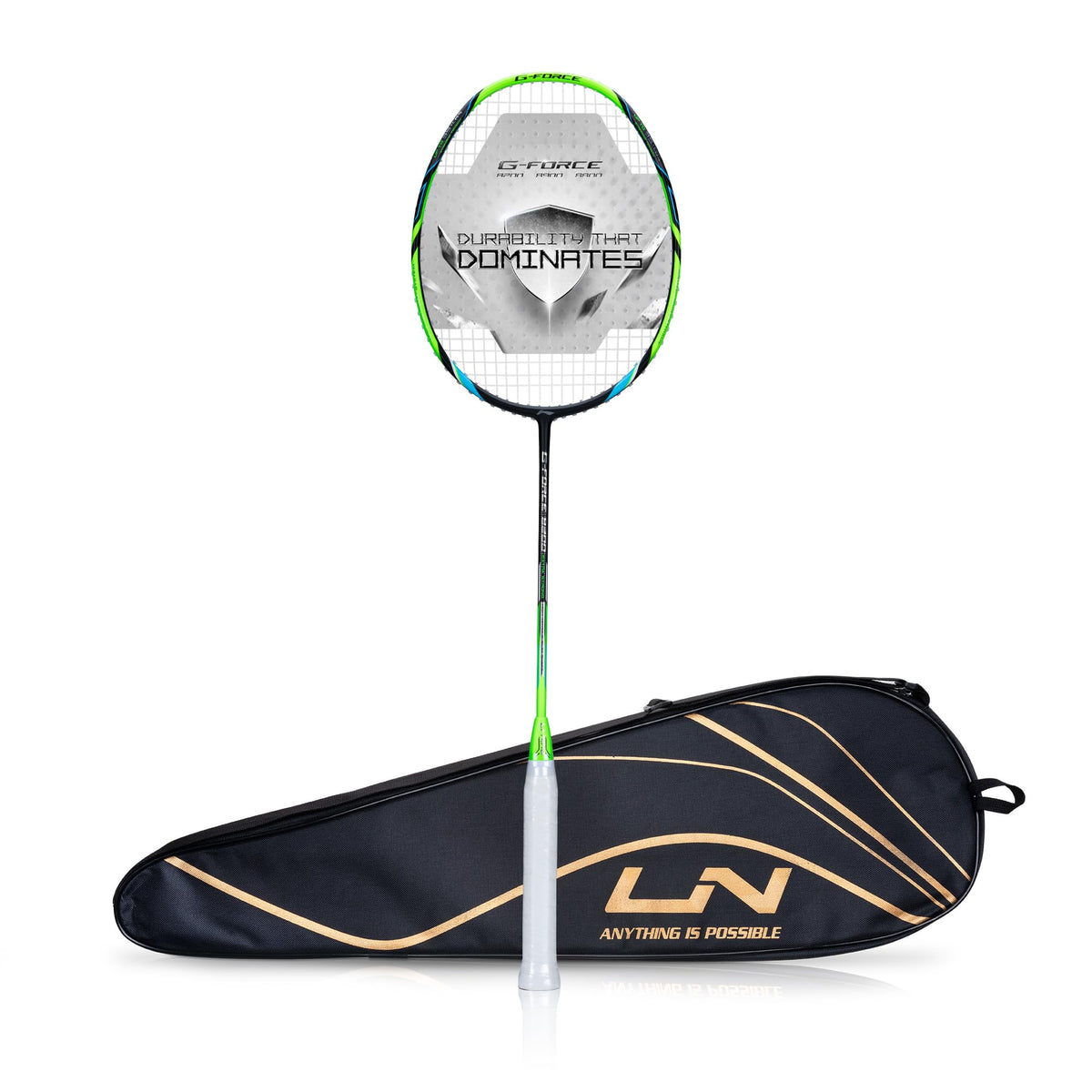 LiNing Carbon Fibre GForce 8200 Extra Strong Unstrung Badminton Racket With Full Cover | 3U | Maximum Tension ? 35 Lbs (Black/