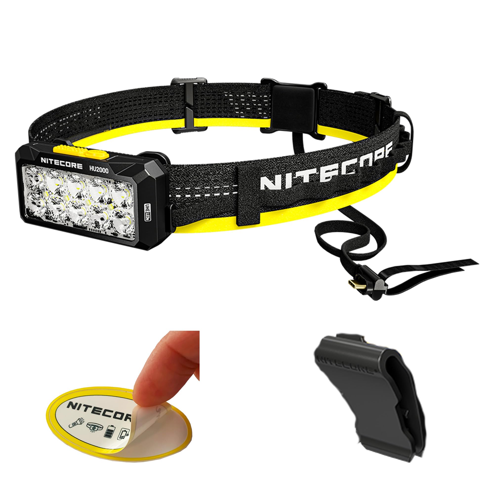 Nitecore HU2000 2000 Lumen Work Headlamp, Compatible with External USB-C Power Sources, with White and Red LEDs for Industrial M