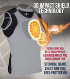 Exxact Sports Youth Baseball Chest Protector, Padded Sternum Chest Guard, Softball Chest Protector Girls Youth (Gray, Ym)