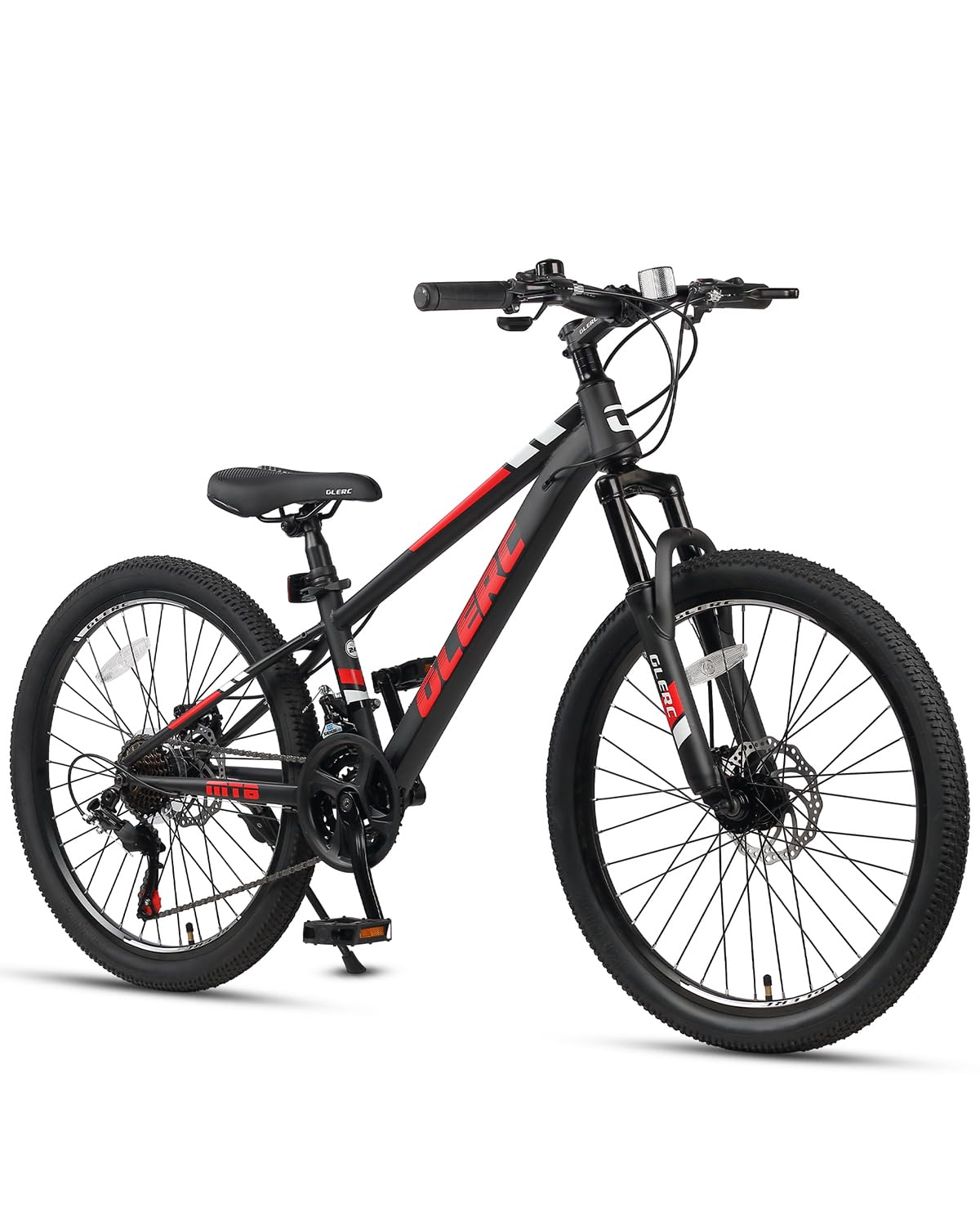 Glerc 24 Inch Kids Bike, Kids Mountain Bike for Boys and Girls Ages 9-14, 21-Speed Skyline Bicycle with Front Suspension and Dis
