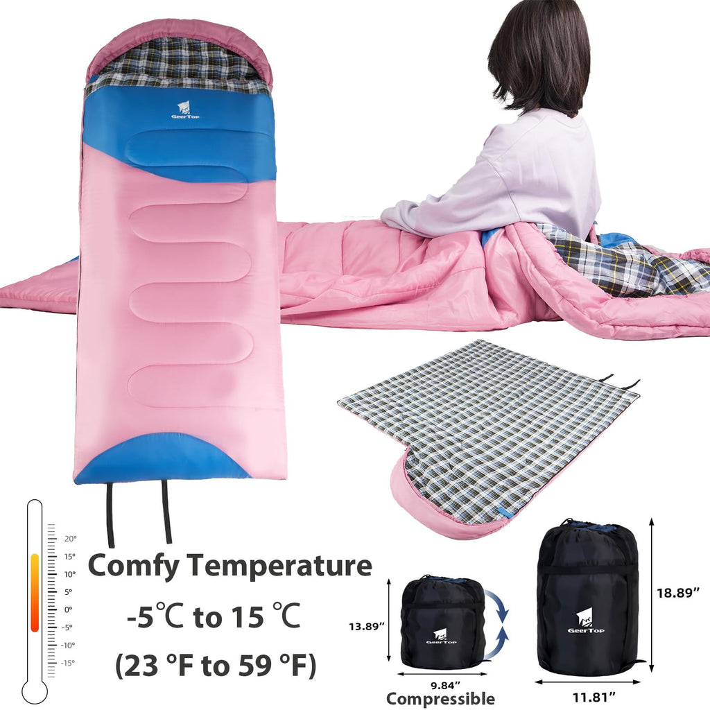 Geertop Backpacking Sleeping Bag Flannel For Big And Tall Adults Lightweight Portable Waterproof Warm Sleeping Bag 4 Season For