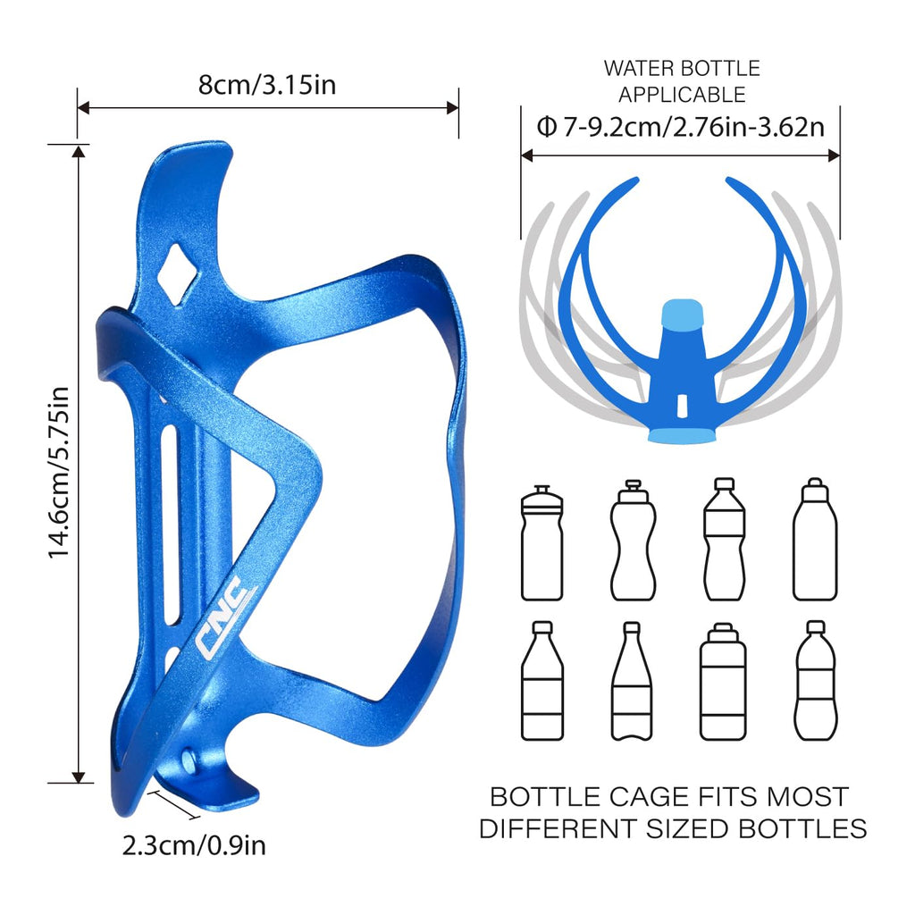 Cnc Bike Water Bottle Holder, Bike Water Bottle Cage For Road Bike/Mountain Bike,2-Pack,Blue