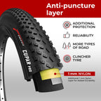 Fincci Cupar Pro 26 X 2.10 Tire 54-559 Etrto Foldable 60 Tpi Xc Cross Country Tires With Nylon Protection For Mountain Mtb Hybri