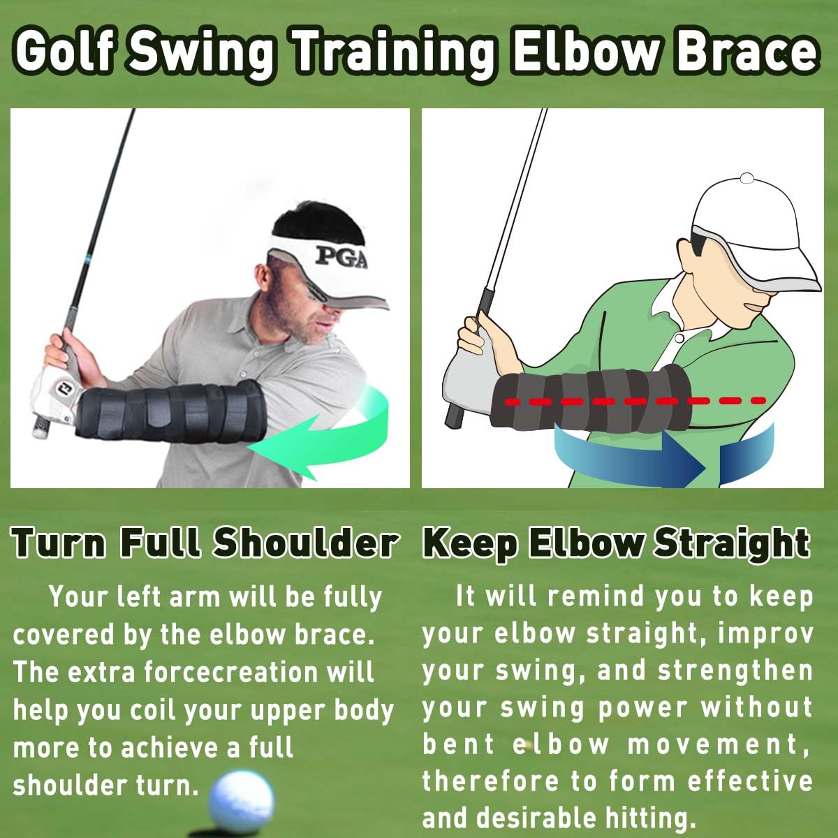 Golf Swing Training Elbow Brace, Straight And Turn Arm Golf Swing Trainer Golf Swing Trainer, Perfect For Amend Chicken Wings An