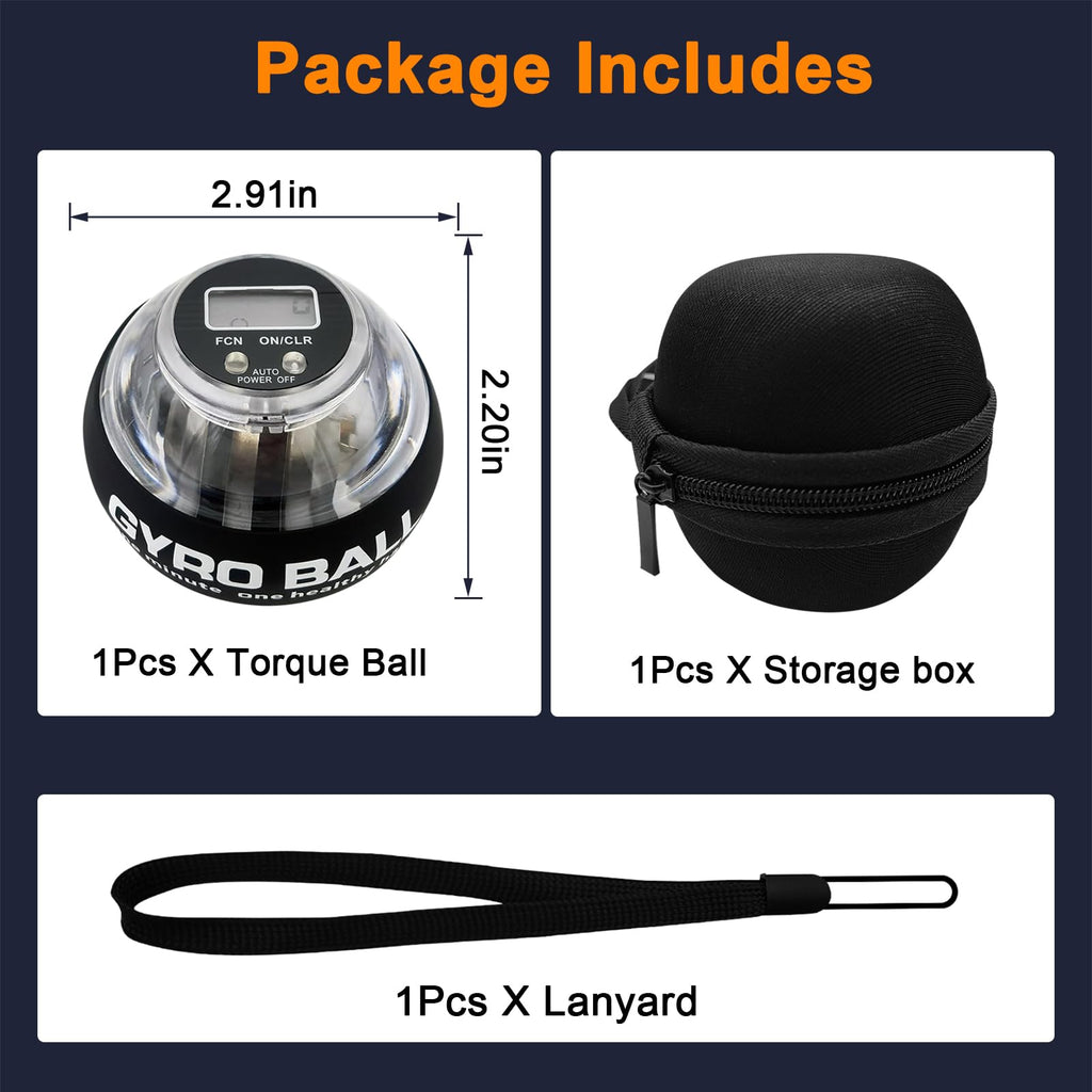 PYSUG Wrist Power Gyro Ball with Counter, Curaball Torque Ball Hand Exerciser for Grip Strength Arm Trainer Chest Workout Equipm