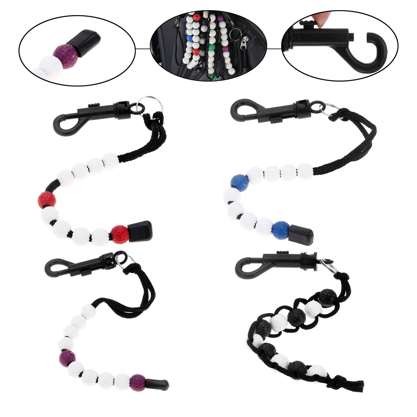 Muxsam 1 Piece Golf Beads Score Counter With Clip (Purple), Golf Stroke Score Count Keeper Putting Score Counter For Referee Cad