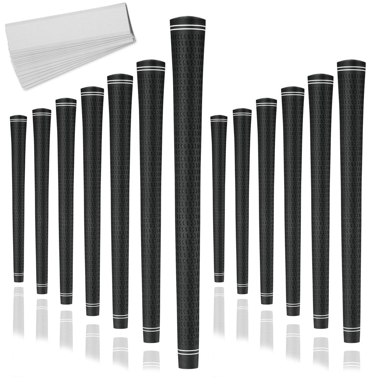Karma Revolution Black Jumbo Golf Grips, 13 Pack with 13 Golf Grip Tape Strips