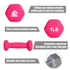 Lionscool Neoprene Coated Dumbbell Weights (Rose Pink 1Lb Pair)