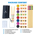 Speedarmis 8 Players Croquet Set - 28In Pine Wooden Mallets, Colored Pe Ball, Wickets, End Stakes, Lawn Backyard Outdoor Game Se