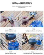 Dzrzvd Windproof Portable Backpacking Stove Burner,Piezo Ignition,Stove Adapter,Safe Pipeline,High-Power,Lightweight,Propane But