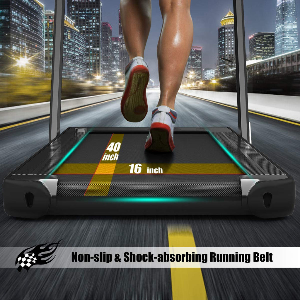 Goplus 2 In 1 Folding Treadmill With Dual Display, 2.25Hp Superfit Under Desk Electric Pad Treadmill, Installation-Free, Bluetoo