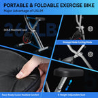 Portable Exercise Bike, Lightweight Stationary Bikes for Home Workout, Foldable Indoor Cycling Bike for Seniors, 260LB Capacity,