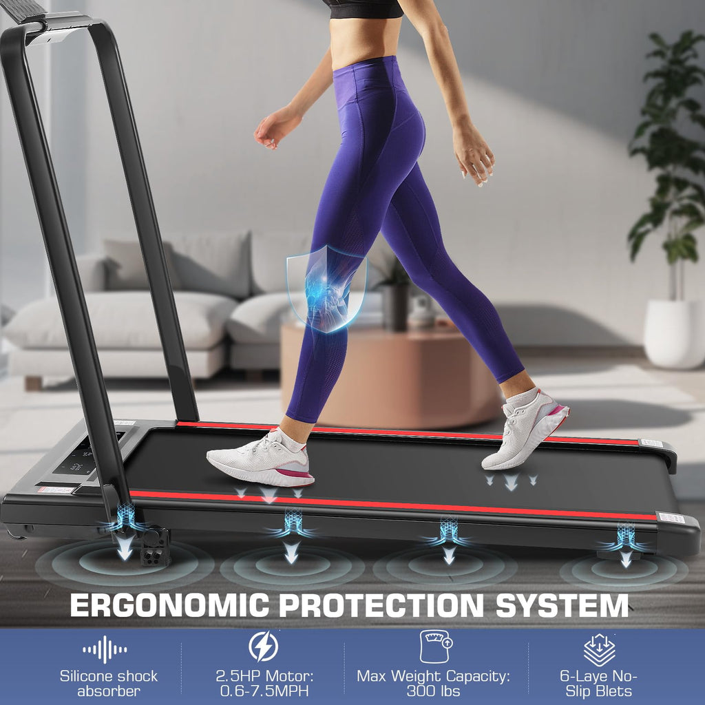 Under Desk Treadmill With Incline, 300Lbs Walking Pad With Handle Bar & Remote Control, 2.5Hp Folding For Home/Office, Installat