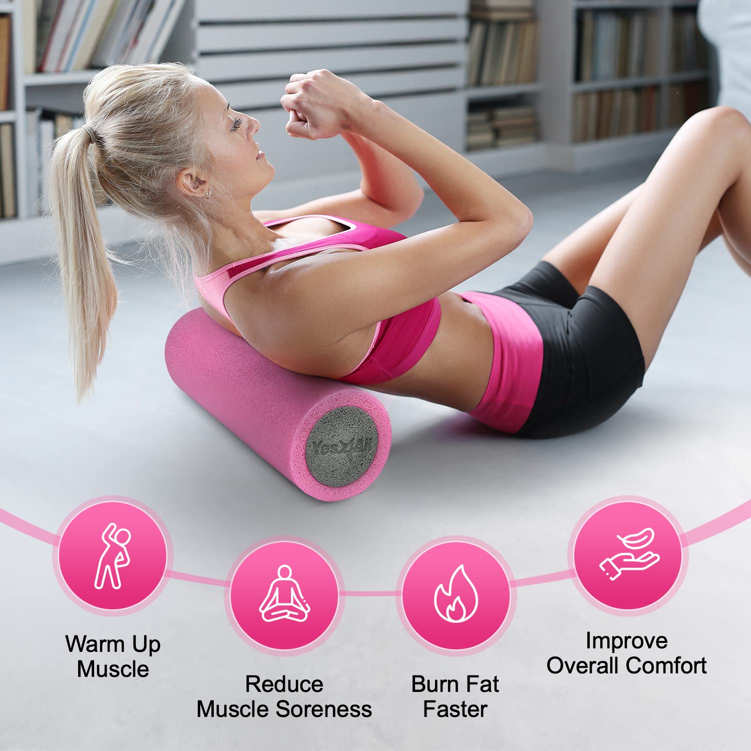 Yes4All Two-Layer Foam Rollers Pe For Many Exercises, Improved Workout Efficiency - 18 Inches