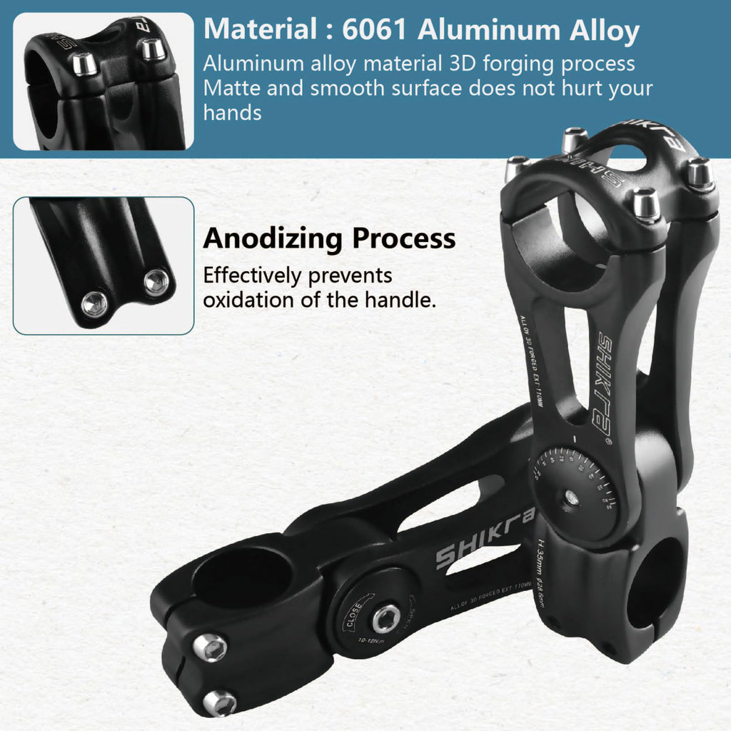 Jeelad Adjustable Mtb Stem 31.8Mm 85 Degree- 90/110/145Mm Aluminum Alloy Mountain Bike Handlebar Riser For Road City Bike Bicycl