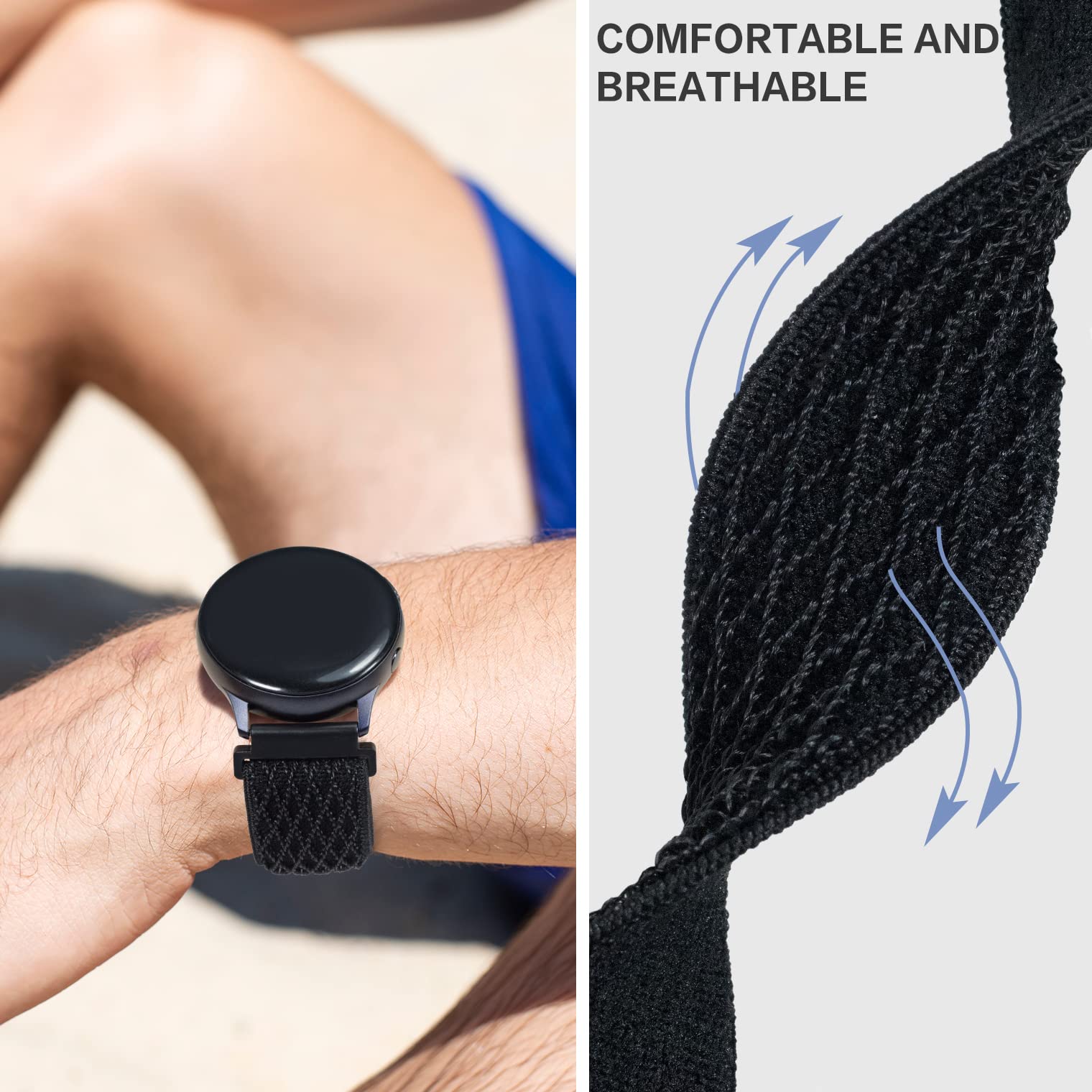 Sunnyson 6 Pack Stretchy Nylon Watch Bands Compatible With Samsung Galaxy Active 2 Watch Bandsgalaxy Watch 4 Band 40Mm 44Mmgalax