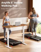 Anylife Treadmill Incline Walking Pads Under Desk 330Lb Capacity, 2.5Hp Portable Small Running Pad With Led Display For Home, Co