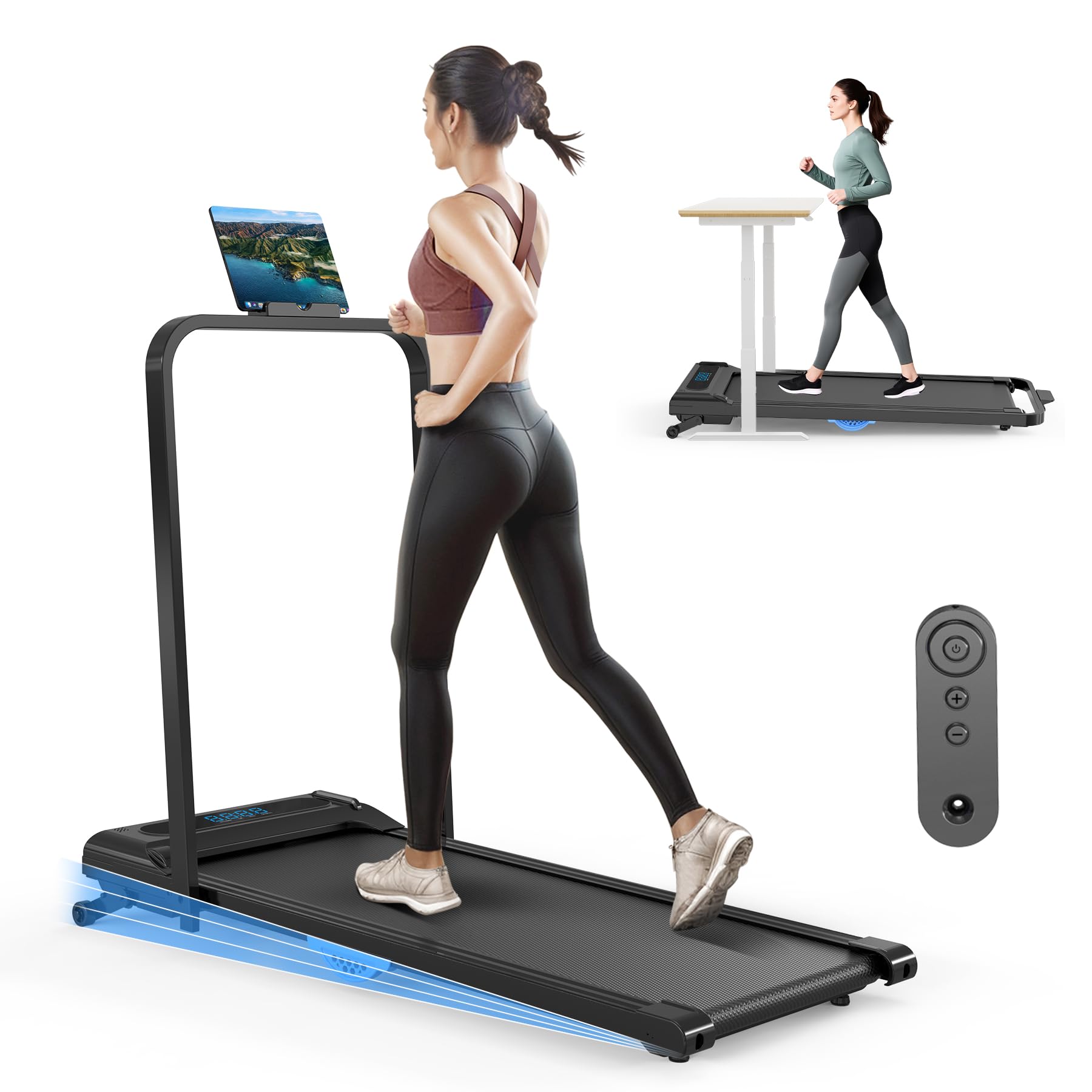 Modida 3-In-1 Foldable Treadmill For Home, Portable Walking Pad & Running Machine With Remote Control & Led Display, Compact Ele