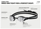 ARENA Unisex Cobra Core Swipe Anti-Fog Racing Swim Goggles for Men and Women Polycarbonate Mirror Lens Competitive Swimmers, Aqu