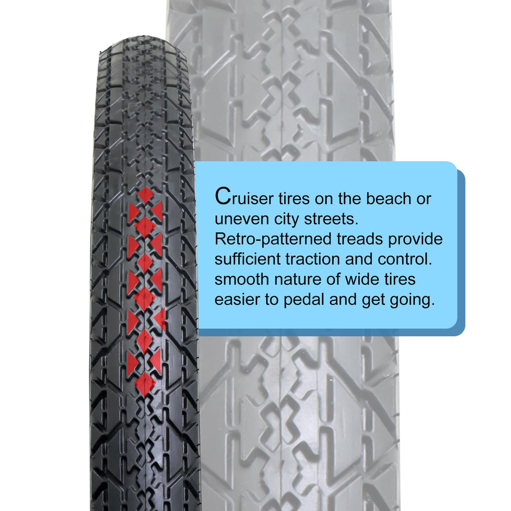 2-Pack Cruiser Bike Tires Set: Mohegia 26X2.125 Inch (57-559 Mm) Folding Tires, Inner Tubes,And Tire Levers Replacement Kit For