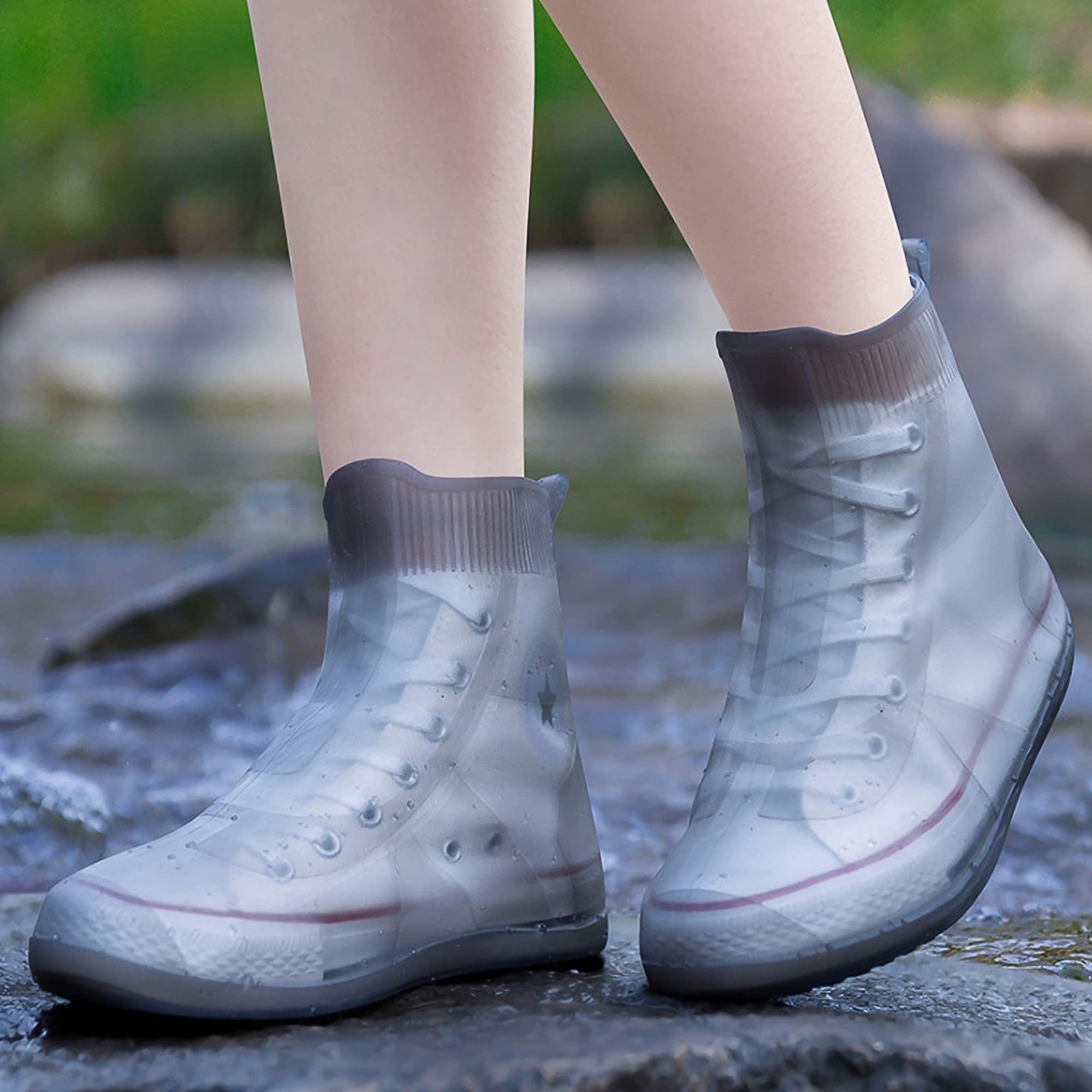 Soogree Shoe Covers Waterproof Rain Shoes Covers Reusable Foldable Rain Boots Slip Resistant Rubber Sole Overshoes Protectors Fo