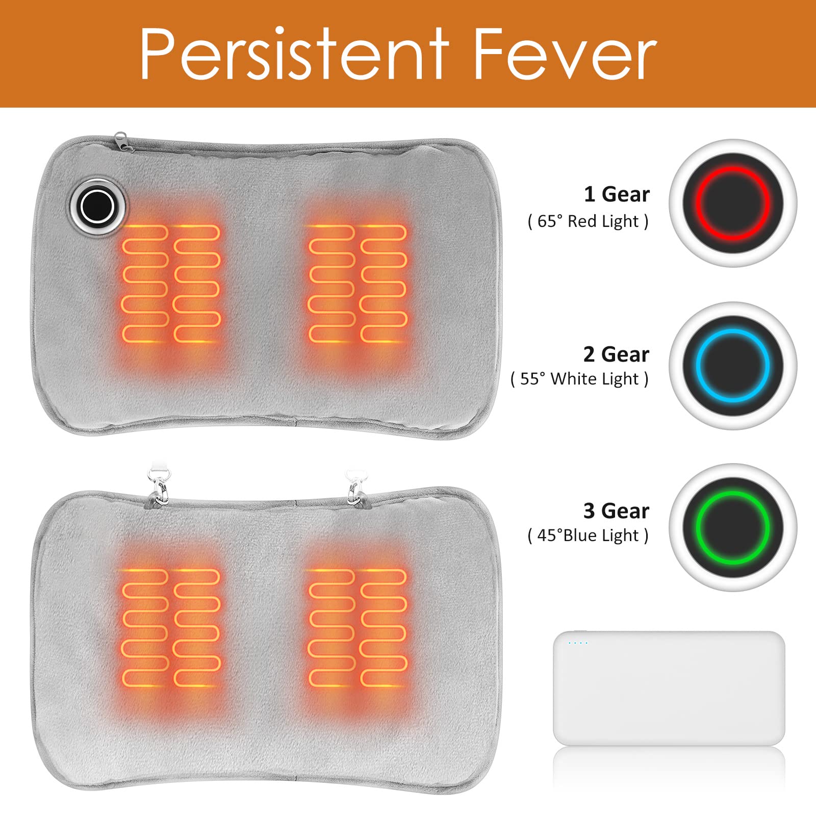 Hand Warmers Rechargeable, Portable Graphene Heated Gloves Handwarmers Bag With 10000Mah Power Bank&3 Heat Modes, Fast Electric