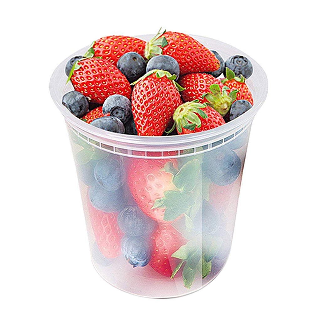 Glotoch 24 Pack 32 Oz (4 Cups) Plastic Food And Drink Storage Containers Set With Lids - Microwave, Freezer  Dishwasher Safe Eco