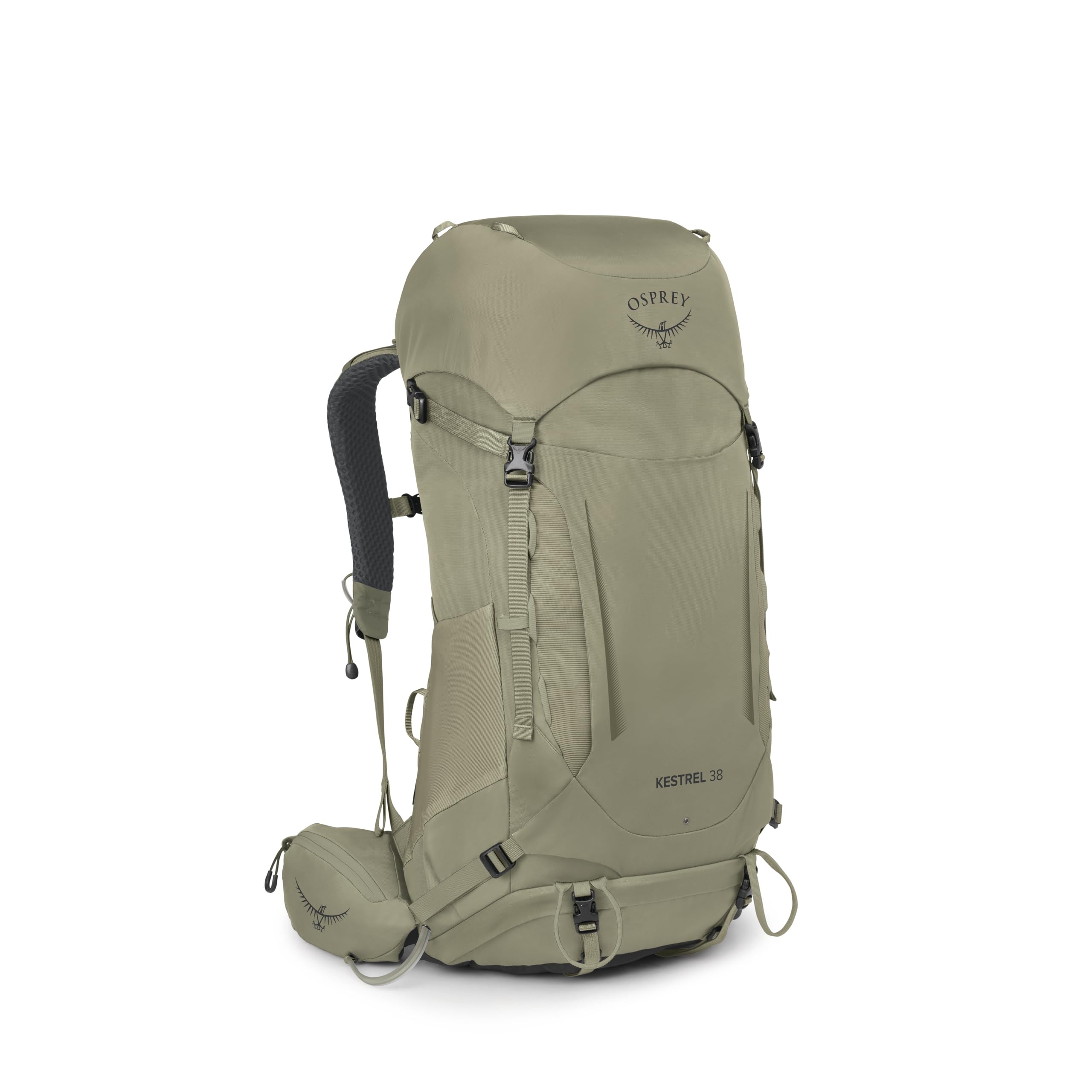 Osprey Kestrel 38L Mens Backpacking Backpack - Hiking & Camping Bag with Waterproof Raincover, Olive Tan, Large/X-Large