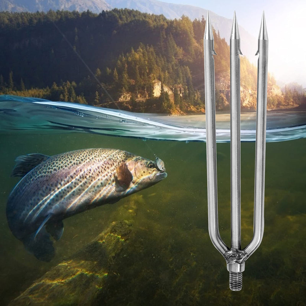 Fregito Fishing Harpoon Stainless Steel Fishing Barbed Spear Gig Gaff With 8Mm Screw For Outdoor Fishing Landing Large Fish Frog