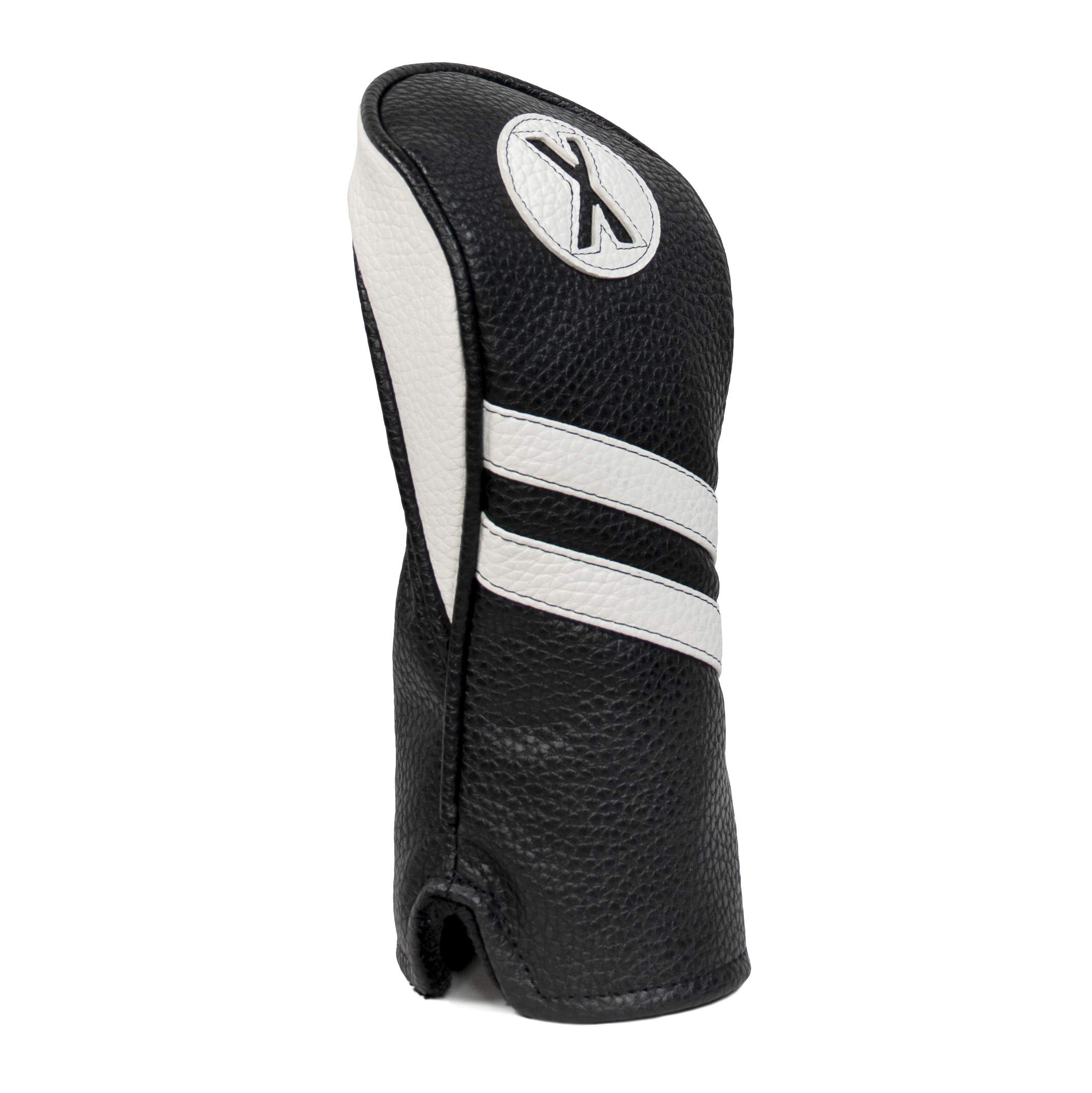 Proactive Sports Vintage Golf Club Head Covers For Hybrids| X Hybrid Headcover | Classic Leather Look | Black/White