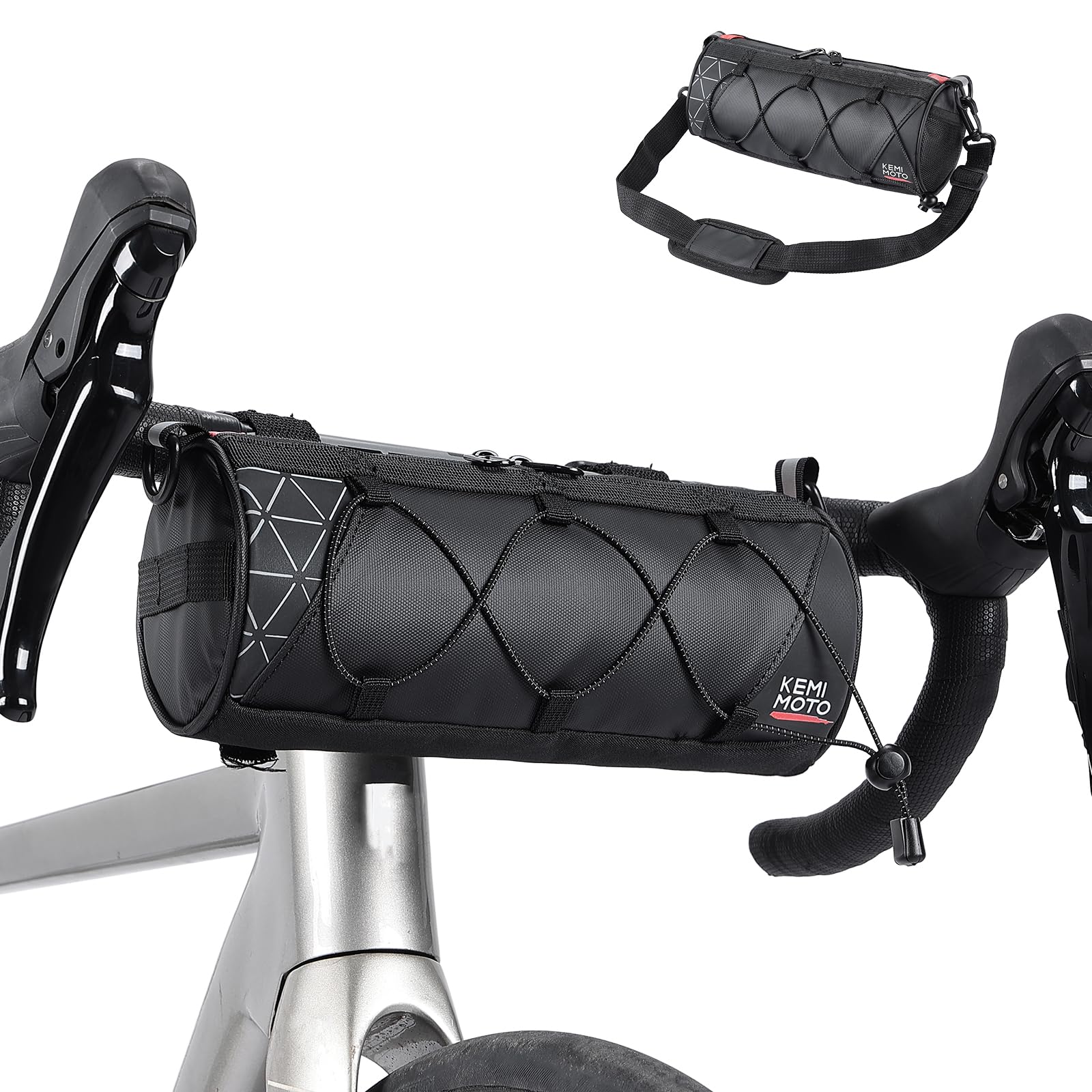 KEMIMOTO Bike Handlebar Bag with Waterproof Rain Cover Front Bike Bag for Bicycles - Water-resistant Dual Zippers for Mountain R
