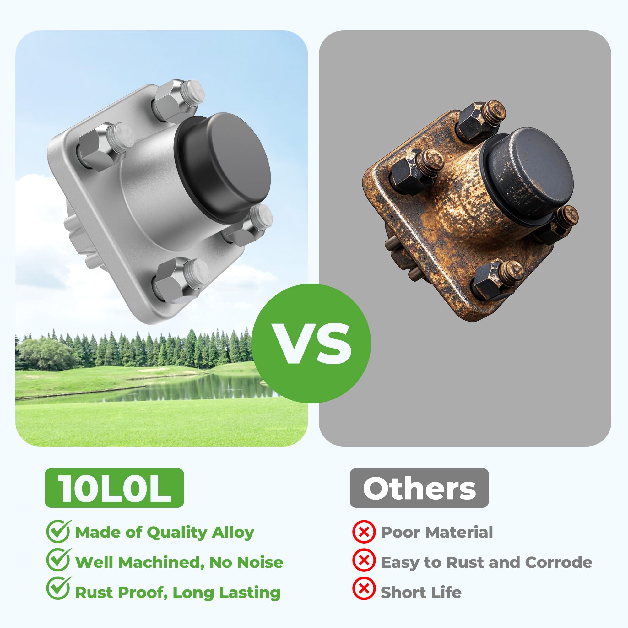 10L0L Golf Cart Front Wheel Hub Assembly With Hub Bearing/Oil Seal/Dust Cover For Club Car Ds&Precedent 2003-Up, Oem# 102357701(