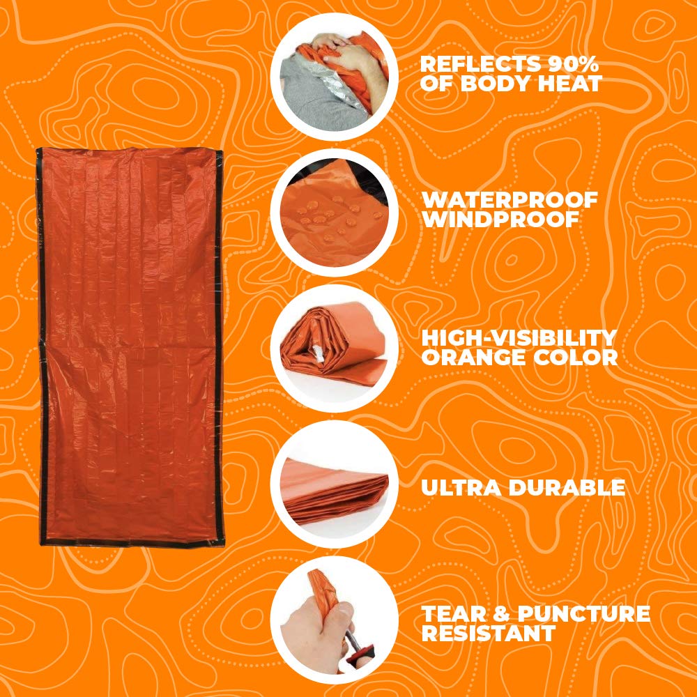 Survival Mylar Bivy Sack Portable Prepper Gear - Emergency Sleeping Bag Survival Bag - Lightweight Survival Sleeping Bags Double