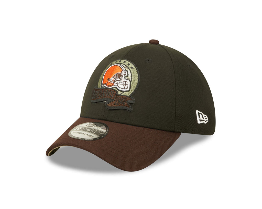 New Era Men'S Black/Brown Cleveland Browns 2022 Salute To Service 39Thirty Flex Hat, Large-X-Large