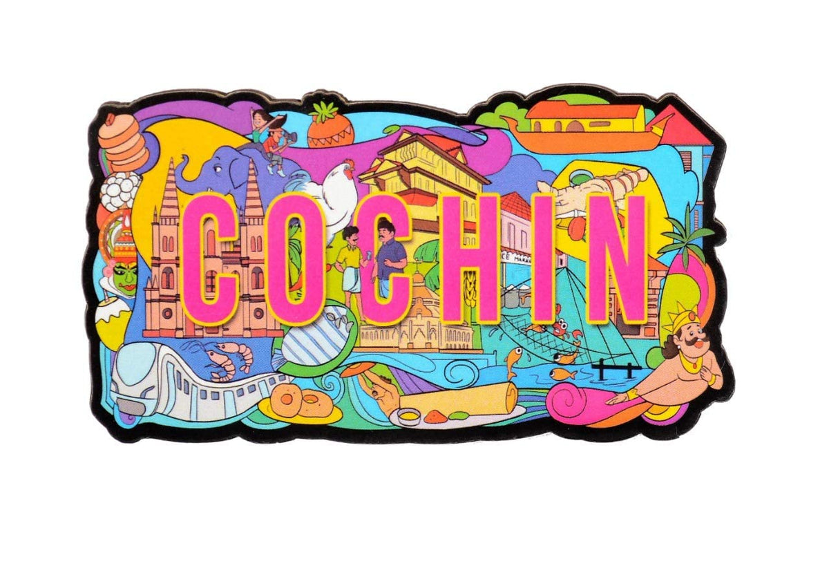 VVWV Cochin India Souvenir Wooden Fridge Magnets Refrigerator Home Kitchen Dcor MDF Fridge Magnet L X H 4 X 2 Inch