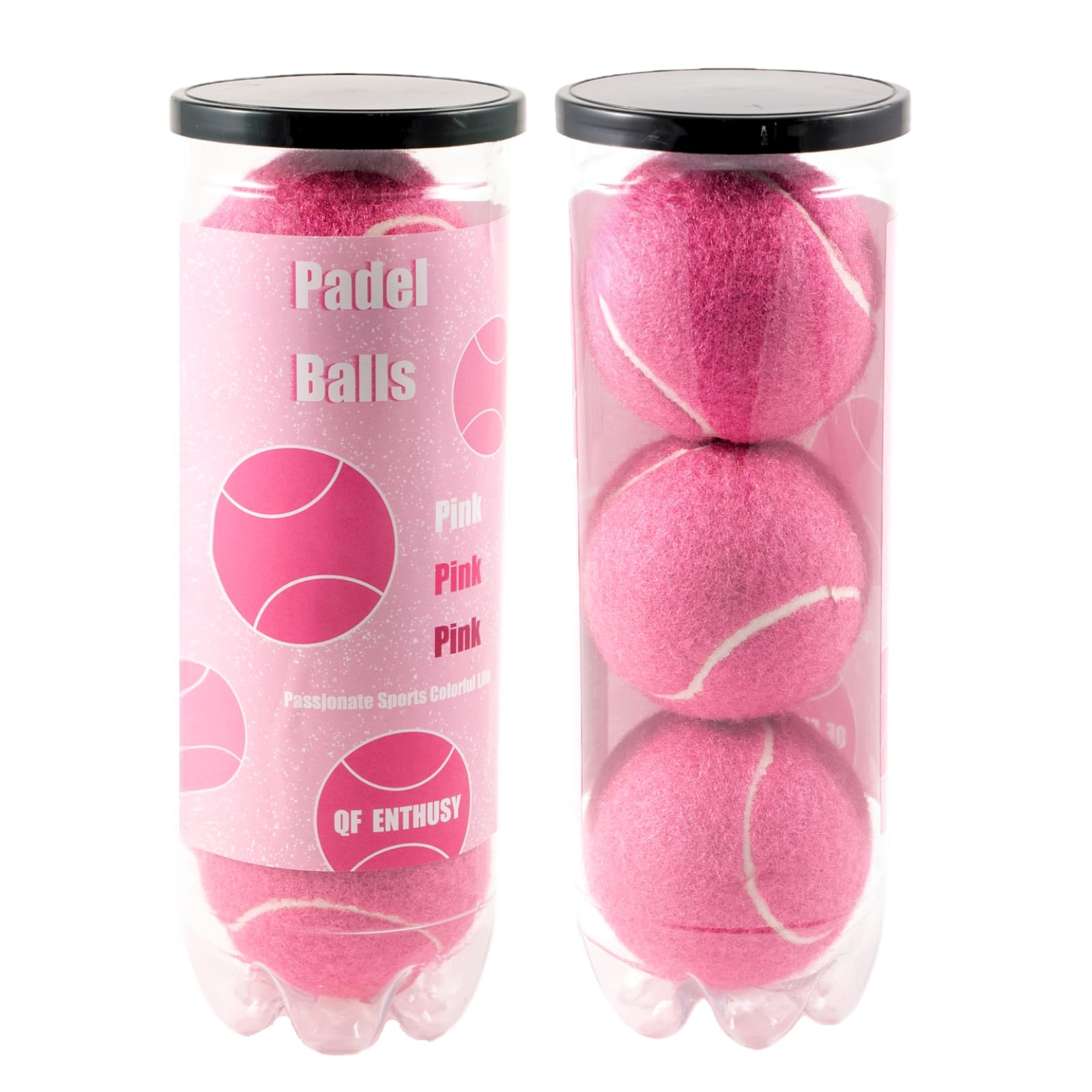 QF ENTHUSY Pink Tennis Balls, 3 Pack Colored Tennis, Suitable for Beginner, Training, Matches & Practice Sessions (RaspberryRed)