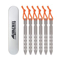 Hikemax Ultralight Titanium Tent Stakes 6 Pack - V-Shaped Tent Pegs With Reflective Pull Cords - Made For Camping