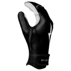 BRUCE BOLT Chrome Series Short Cuff Black Batting Glove - Black Youth Small