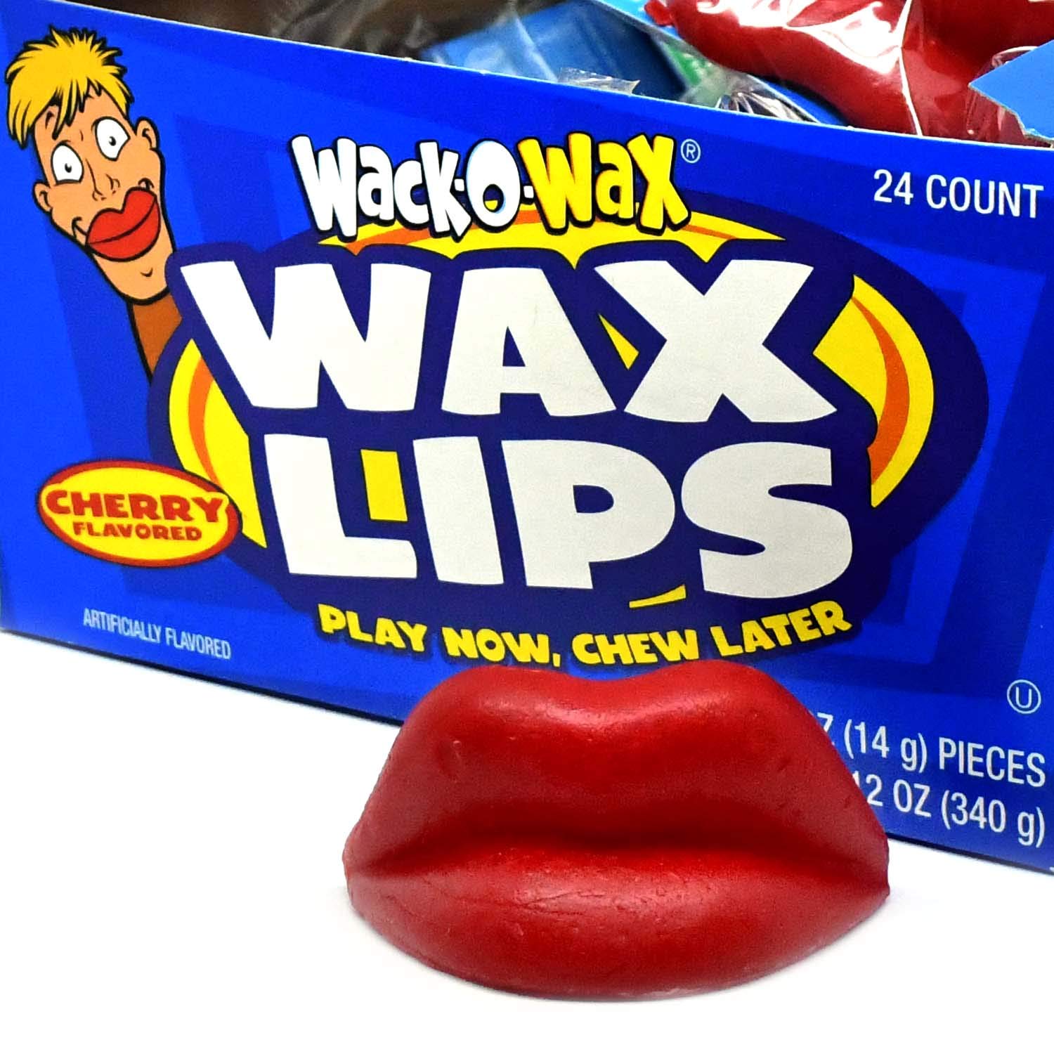 Wack-O-Wax Wax Lips 24-Count Box, Cherry Flavor