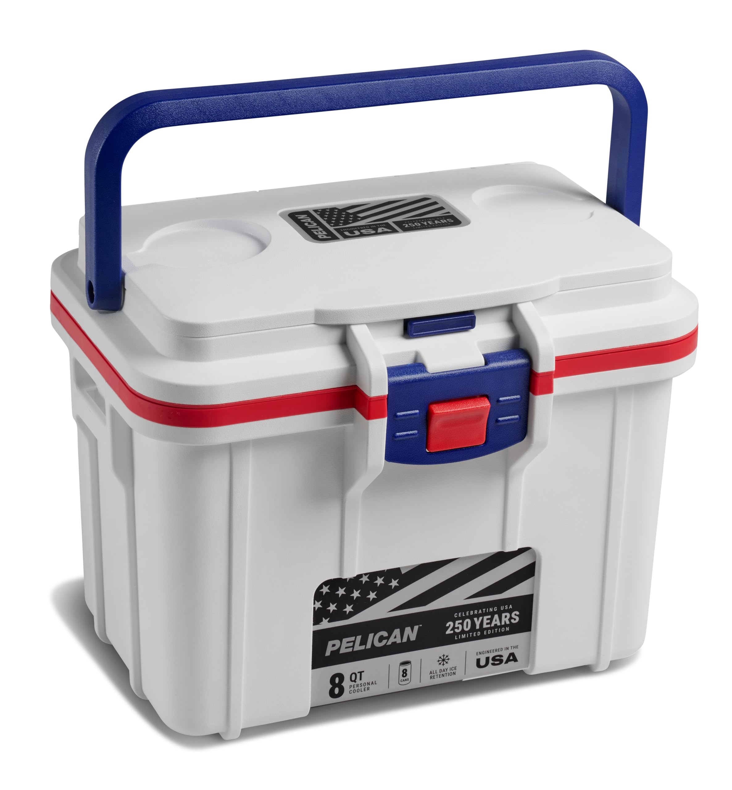Pelican 8 Quart Small Cooler Lunch Box - Can Cooler (Americana)