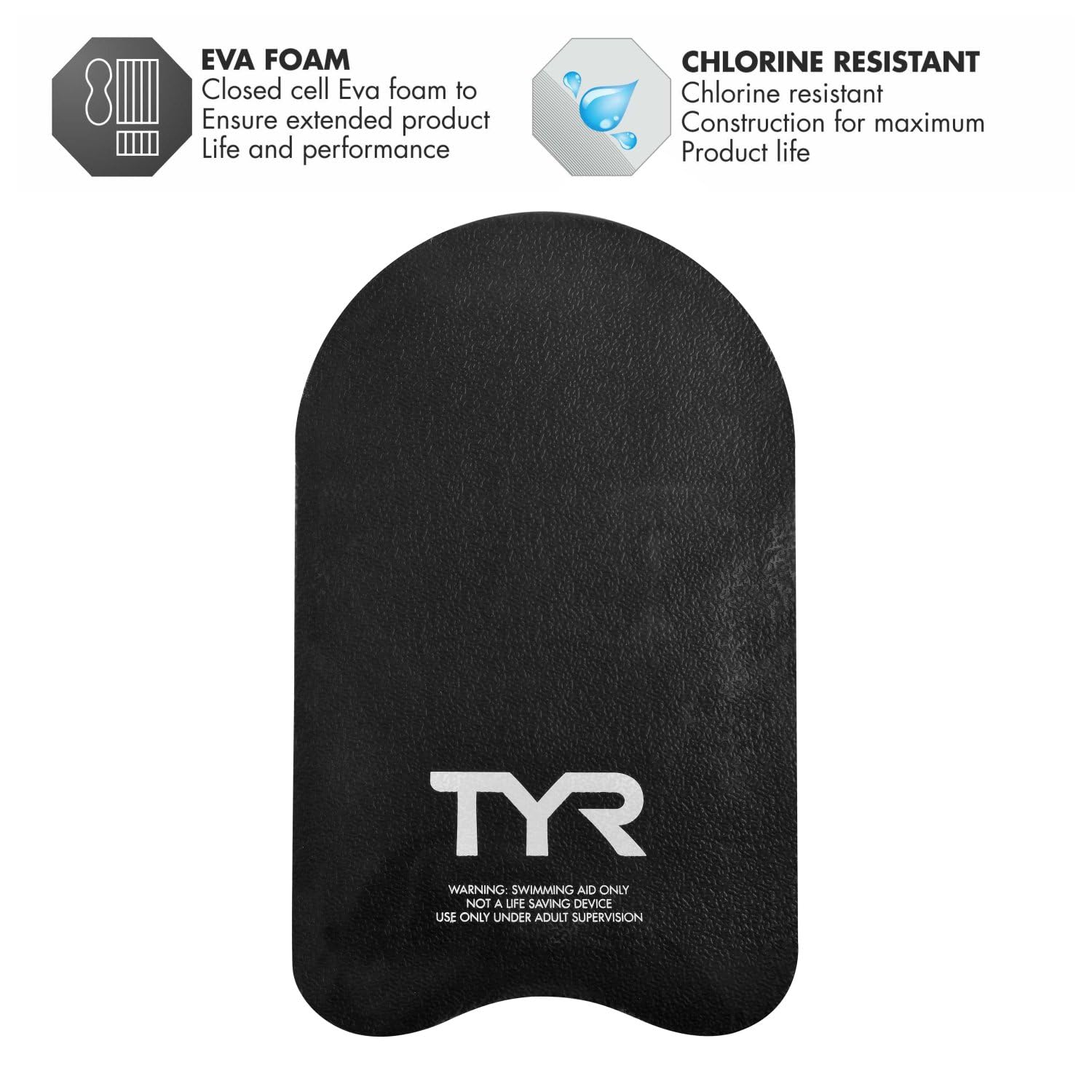 Tyr Classic Kickboard For Swim Training, Black, 20 X 11.5 Inches