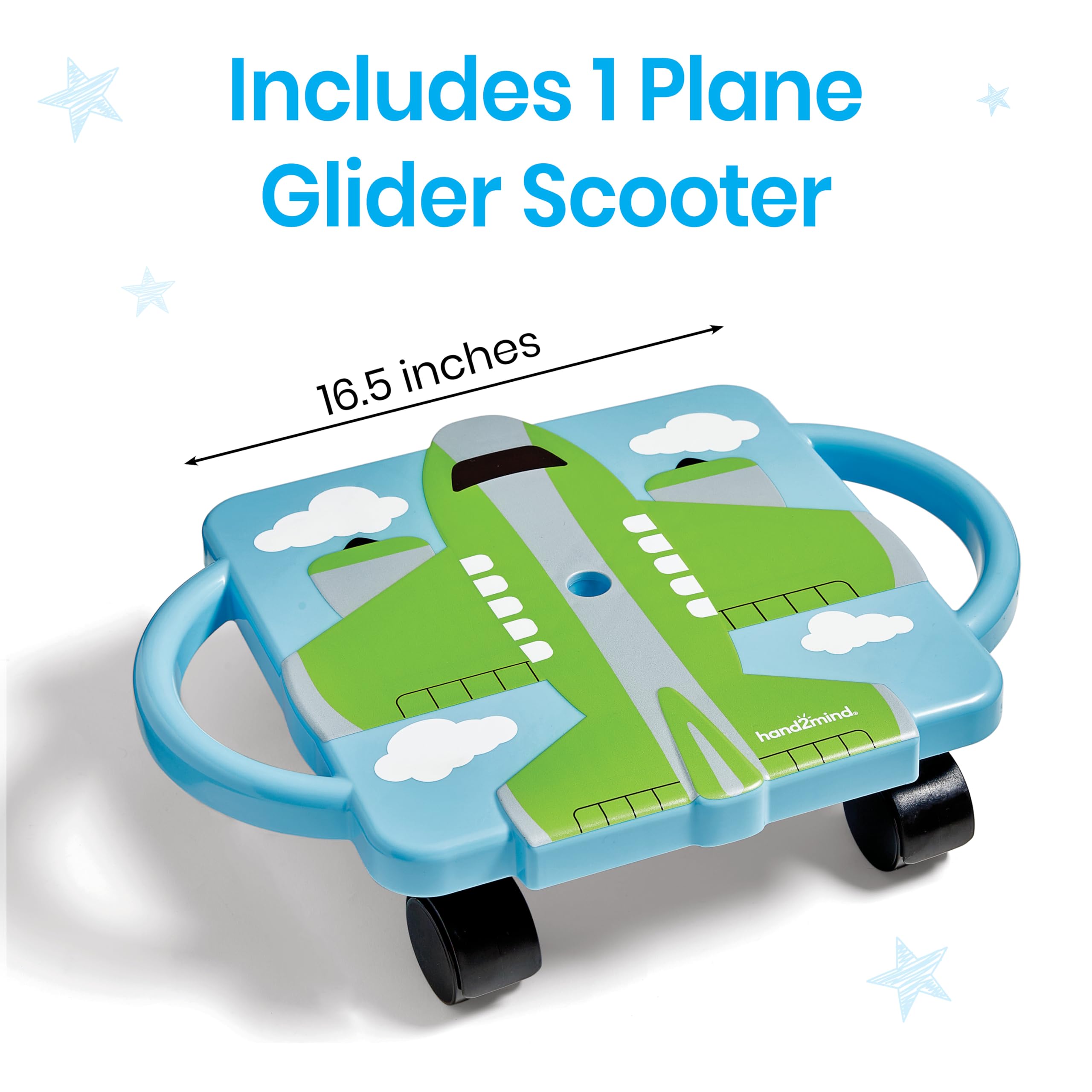 hand2mind Green Plane Glider Scooter Board, Floor Scooter Board, Gross Motor Toys, Kids Exercise & Physical Education Equipment,