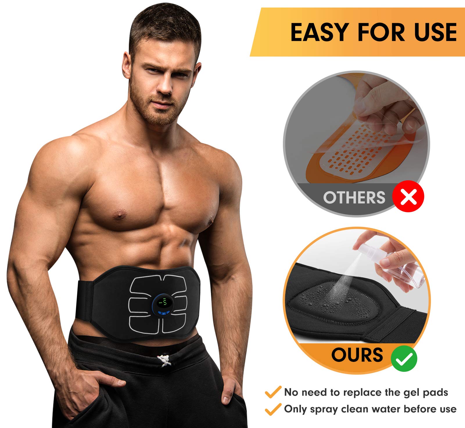 Marcooltrip Mz Abs Stimulator,Ab Machine,Abdominal Toning Belt Workout Portable Ab Stimulator Home Office Fitness Workout Equipm