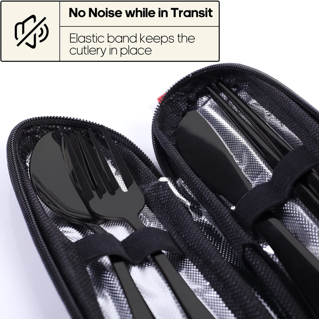 Travel Utensils With Case, Quatish Portable Silverware Set For Work, Stainless Steel Reusable Travel Cutlery Set, Fork And Spoon
