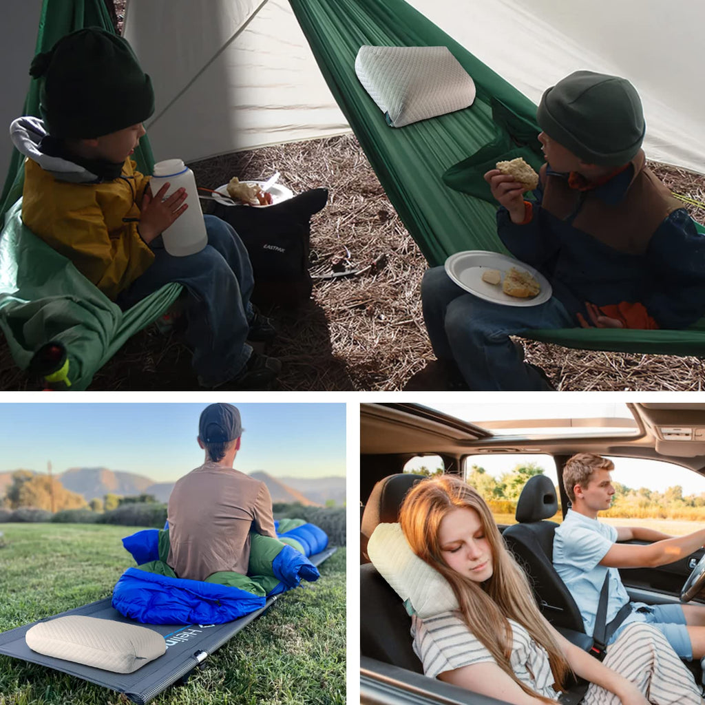 Lsffm Travel & Camping Memory Foam Pillow, Travel Essentials, Hammock Pillows With Double-Layered Pillow Cover, Easy To Clean, C